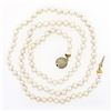 Image 5 : Vintage Long 31" Pearl Strand Necklace w/ 14K Gold 1.5 ctw Pave Diamond Ball Cla