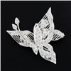 Image 2 : 18K White Gold 1.6 ctw Diamond En Tremblant Detailed Mil grain Butterfly Brooch