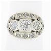 Image 1 : Antique Edwardian 14k TT Gold 1.56 ctw European Diamond Wide Domed Cocktail Ring