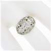 Image 3 : Antique Edwardian 14k TT Gold 1.56 ctw European Diamond Wide Domed Cocktail Ring