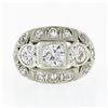 Image 4 : Antique Edwardian 14k TT Gold 1.56 ctw European Diamond Wide Domed Cocktail Ring