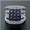 Image 2 : New 18K White Gold 3.15 ctw Calibre Square Sapphire Cluster Quad Row Diamond Rin