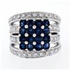Image 3 : New 18K White Gold 3.15 ctw Calibre Square Sapphire Cluster Quad Row Diamond Rin