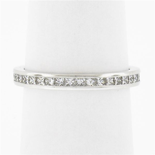 18k White Gold 0.80 ctw Channel Princess Diamond Eternity Stack Wedding Band Rin