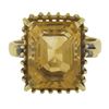 Image 4 : Vintage 18k Gold Emerald Cut Prong Citrine Wire Open Work Basket Cocktail Ring