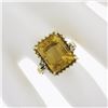 Image 5 : Vintage 18k Gold Emerald Cut Prong Citrine Wire Open Work Basket Cocktail Ring