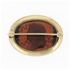 Image 3 : Antique 14K Yellow Gold Sideways Oval Carved Brown Glass Cameo Floral Pin Brooch