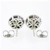 Image 4 : NEW 14k White Gold 0.83 ctw Round Bezel Diamond w/ Halo & Milgrain Stud Earrings