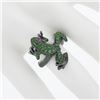 Image 3 : 18K Gold & Black Rhodium Pave Tsavorite & Red Eyes Frog Body Cocktail Ring