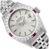 Image 1 : Rolex Ladies Stainless Steel Silver Index Diamond And Ruby Date Watch With Rolex