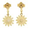 Image 3 : Estate 14k Yellow Gold 6mm Round Cabochon Cut Opal Flower Dangle Drop Earrings