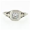 Image 5 : Antique Art Deco 18k White Gold European Diamond Floral Filigree Engagement Ring