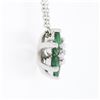 Image 3 : NEW 14k White Gold 0.83 ctw Diamond & Emerald Halo Flower Cluster Pendant Neckla