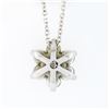 Image 5 : NEW 14k White Gold 0.83 ctw Diamond & Emerald Halo Flower Cluster Pendant Neckla