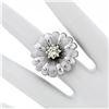 Image 3 : Vintage 18K White Gold.78 ctw Round Brilliant Diamond Large Cocktail Flower Ring
