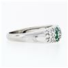 Image 5 : Fancy 18K White Gold 0.68 ctw Emerald Diamond Dome Bombe Flower Cluster Band Rin