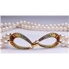 Image 2 : Double Strand Pearl Necklace With 14K Yellow Gold & Graduated Tourmaline Clasp
