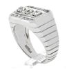 Image 1 : Men's Vintage 14K White Gold 0.70 ctw Pave Old Diamond Grooved Wide Band Ring