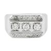 Image 6 : Men's Vintage 14K White Gold 0.70 ctw Pave Old Diamond Grooved Wide Band Ring