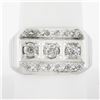 Image 9 : Men's Vintage 14K White Gold 0.70 ctw Pave Old Diamond Grooved Wide Band Ring