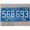 Image 1 : 1965 BRITISH COLUMBIA LICENSE PLATE