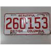 Image 1 : 1967 BRITISH COLUMBIA LICENSE PLATE
