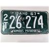 Image 1 : 1967 IDAHO LICENSE PLATE