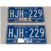 Image 1 : 1986 BRITISH COLUMBIA LICENSE PLATES