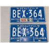 Image 1 : 1986 BRITISH COLUMBIA LICENSE PLATES