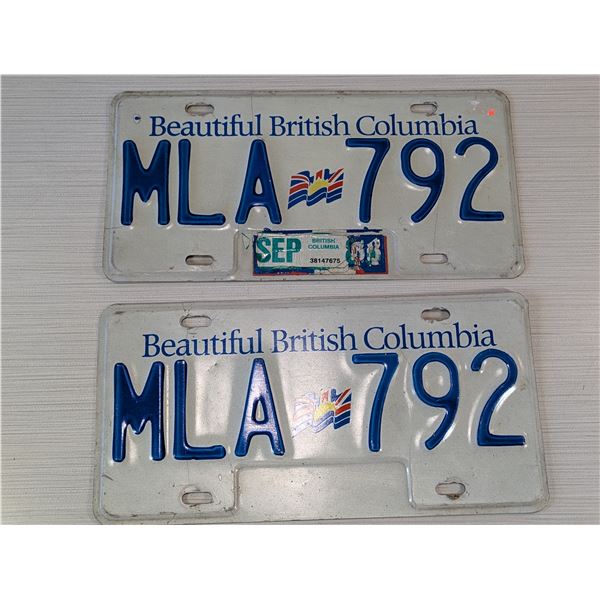 1993 BRITISH COLUMBIA LICENSE PLATES
