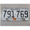 Image 2 : 1973 BRITISH COLUMBIA LICENSE PLATES