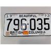 Image 3 : 1973 BRITISH COLUMBIA LICENSE PLATES