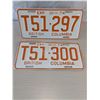 Image 1 : 1974 BRITISH COLUMBIA CLOSELY MATCHED LICENSE PLATE (Pair)