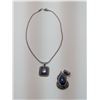 Image 1 : SILVER NECKLACE WITH SQUARE LAPIS LAZULI & TEARDROP PENDANTS