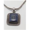 Image 2 : SILVER NECKLACE WITH SQUARE LAPIS LAZULI & TEARDROP PENDANTS