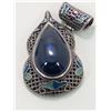 Image 4 : SILVER NECKLACE WITH SQUARE LAPIS LAZULI & TEARDROP PENDANTS