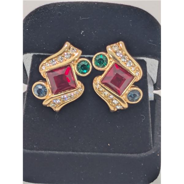 VINTAGE MULTICOLOUR SWAROVSKI CRYSTAL Earrings