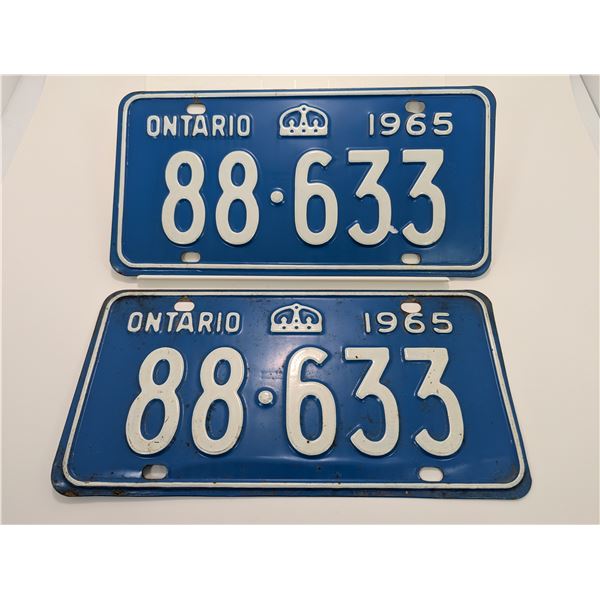 1965 ONTARIO LICENSE PLATE (Pair)