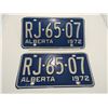 Image 1 : 1972 ALBERTA LICENSE PLATE (PAIR)