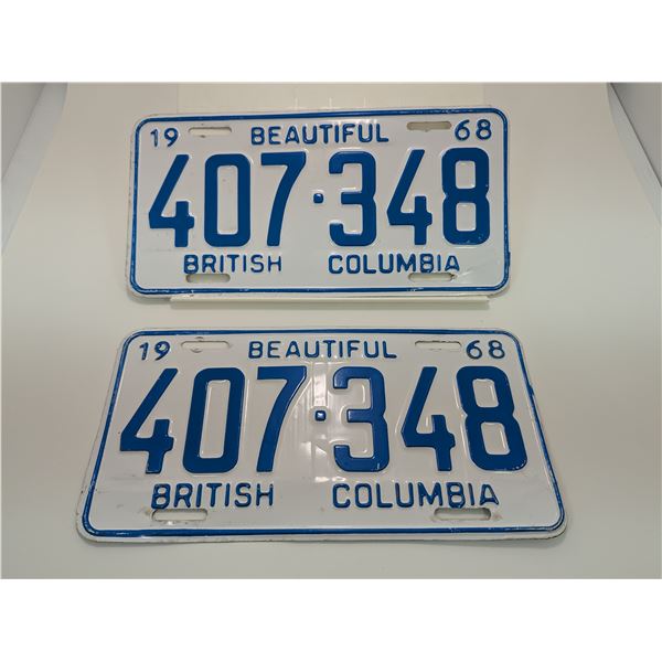 1968 BC LICENSE PLATE (Pair)