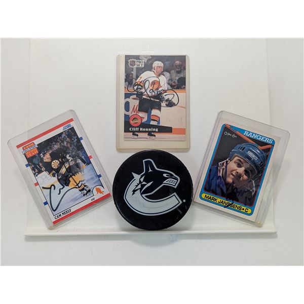 SIGNED NHL HOCKEY CARDS & GAME DAY PUCK
