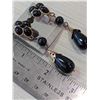 Image 2 : VINTAGE BLACK AGATE GOLD COLOURED 2.5 " CLIP-ON EARRINGS