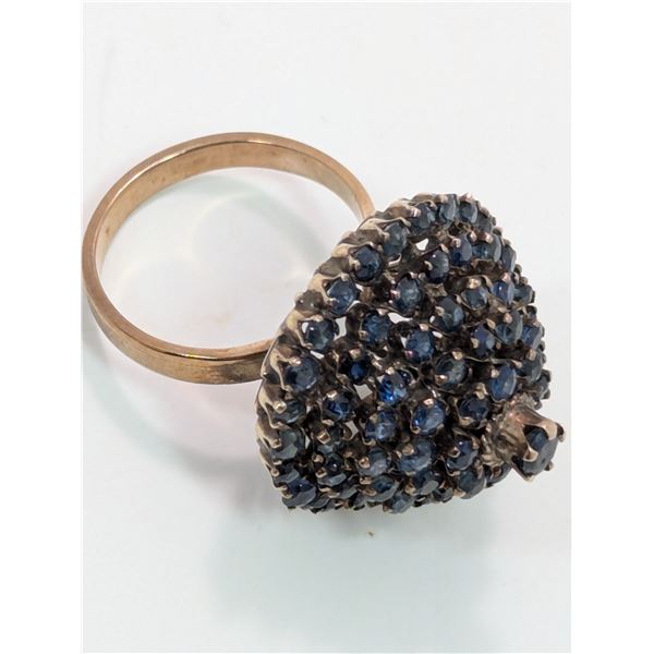 VINTAGE SAPPHIRE DIME COCKTAIL RING Size 7