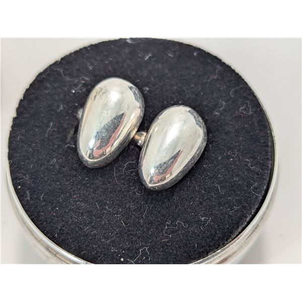 EGG SHAPED STERLING SILVER CUFFLINKS