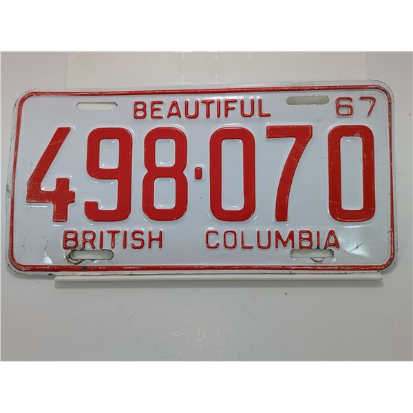 1967 BC LICENSE PLATE