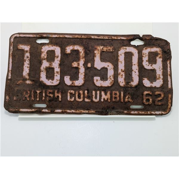 1962 BC LICENSE PLATES