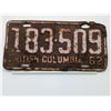 Image 1 : 1962 BC LICENSE PLATES