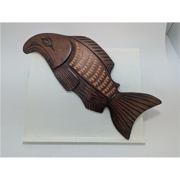 INDIGENOUS SALMON 12" CARVING BY MATTHEW BAKER