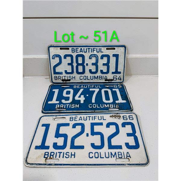 1964, 65 & 66 BC LICENSE PLATE