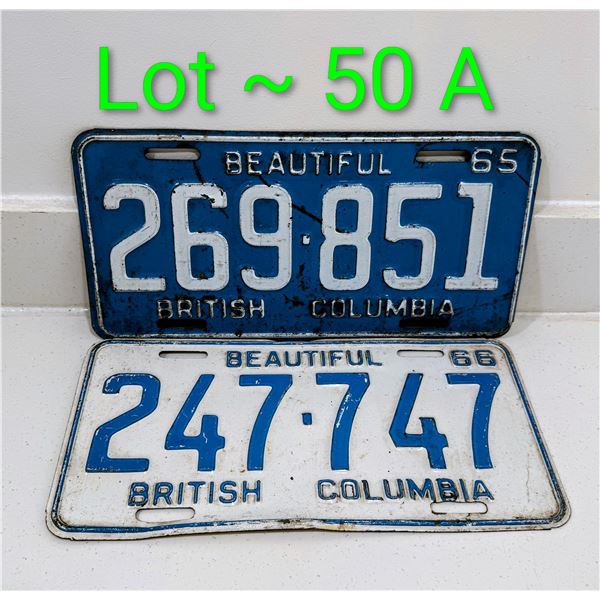 1965 & 66 BC LICENSE PLATE